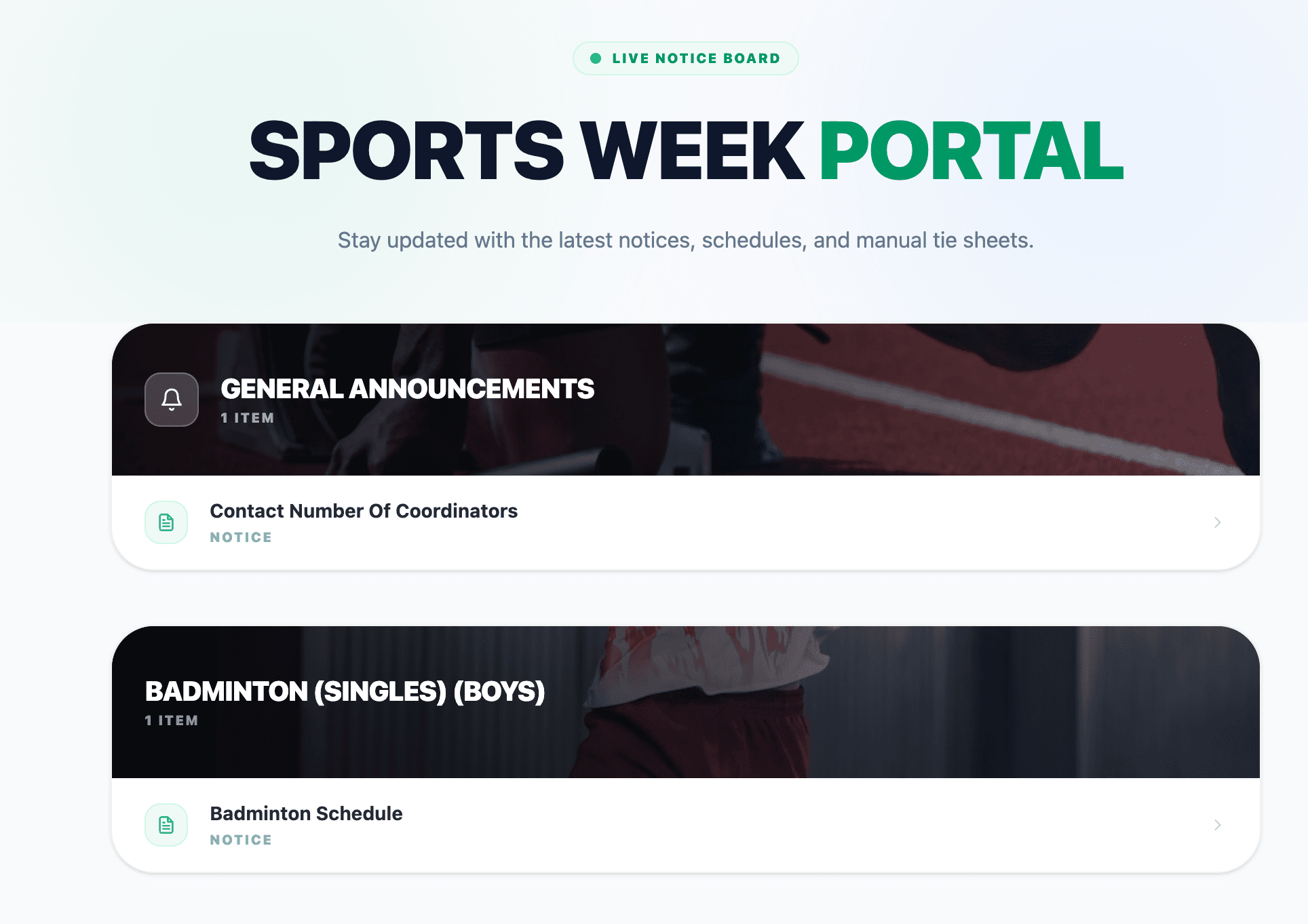 Sports Week Portal